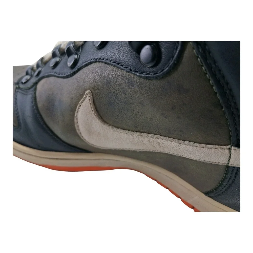 Nike Dunk High Shoes Mens 12 Dark Green Black Plaid Leather Sneakers 314345-321